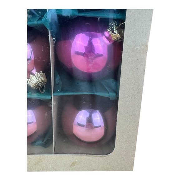 Set of 6 Pearlized Raspberry Christmas Glass Ball Ornaments Made in West Germany - Picture 5 of 9